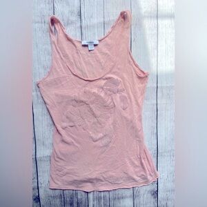Express pink scoop neck tank top with floral detail